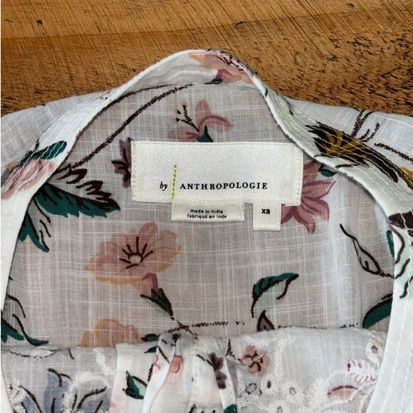 Womens Anthropologie Ginevra Floral Lace Babydoll Boho Long Sleeve Blouse XS - Picture 7 of 12